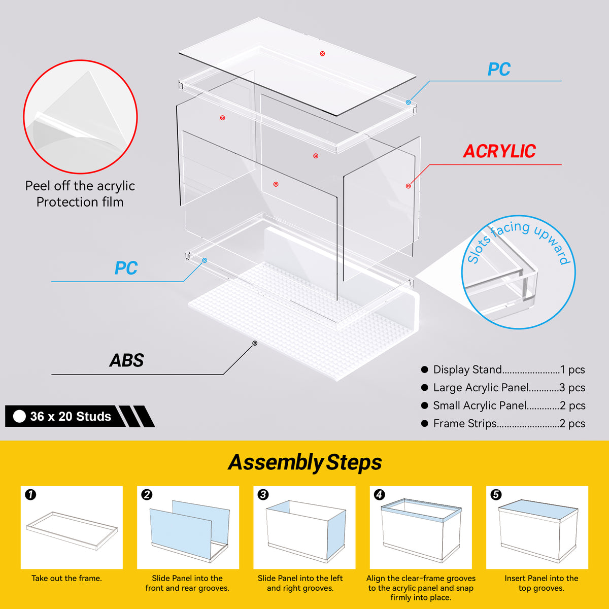 Minifigure Display Case for LEGO Bricks Wall & Desktop White 2pack