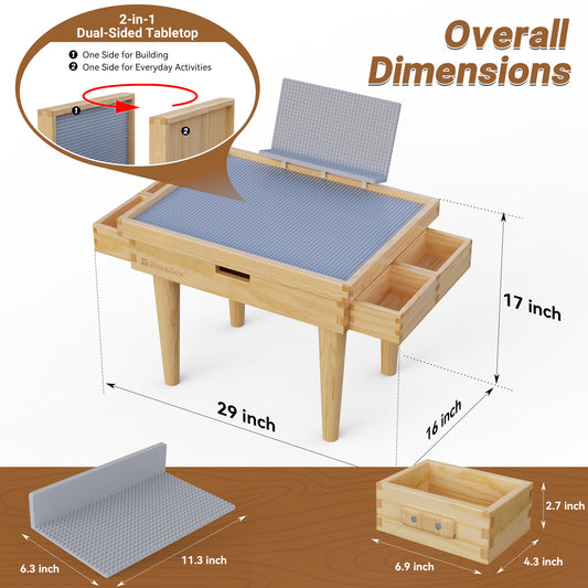 Convertible Wooden Kids Play Desk & Block Table