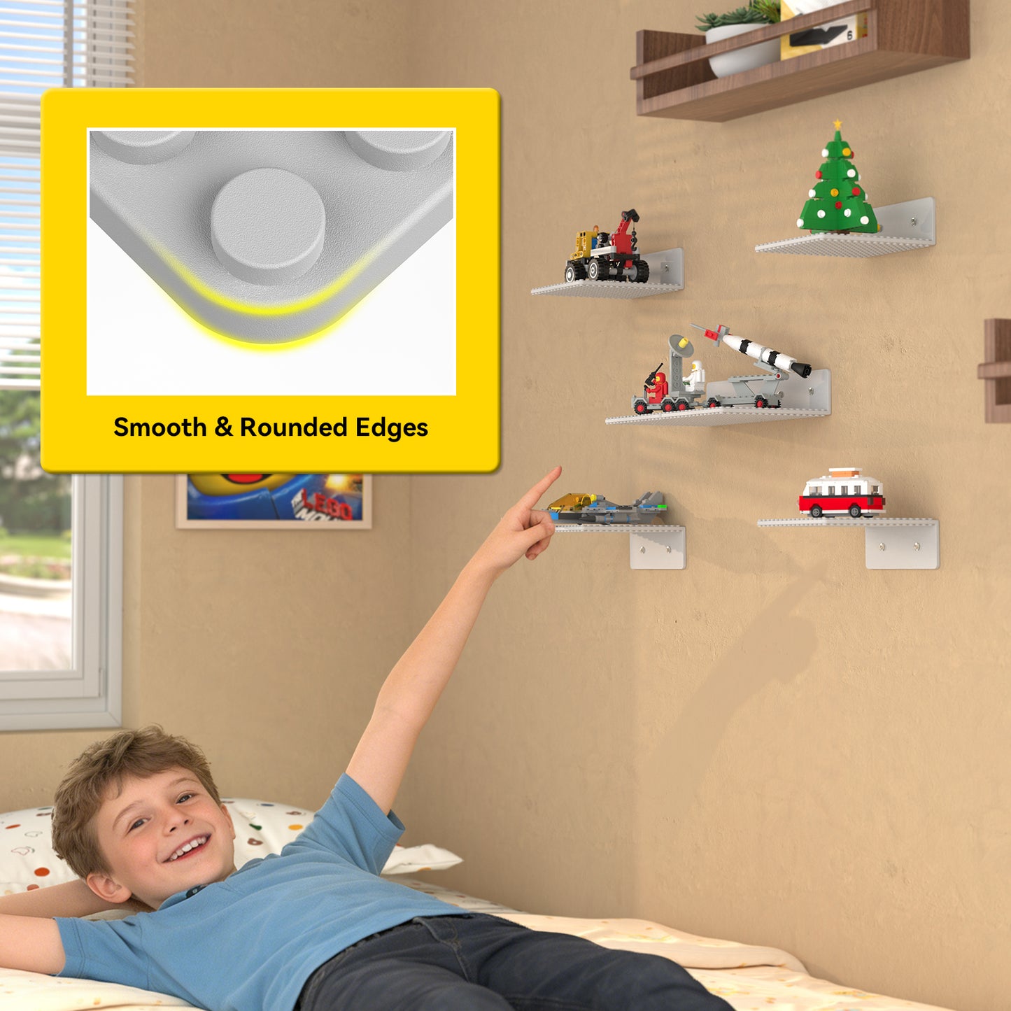 Dual-Sided Floating LEGO Display Shelf – Slate