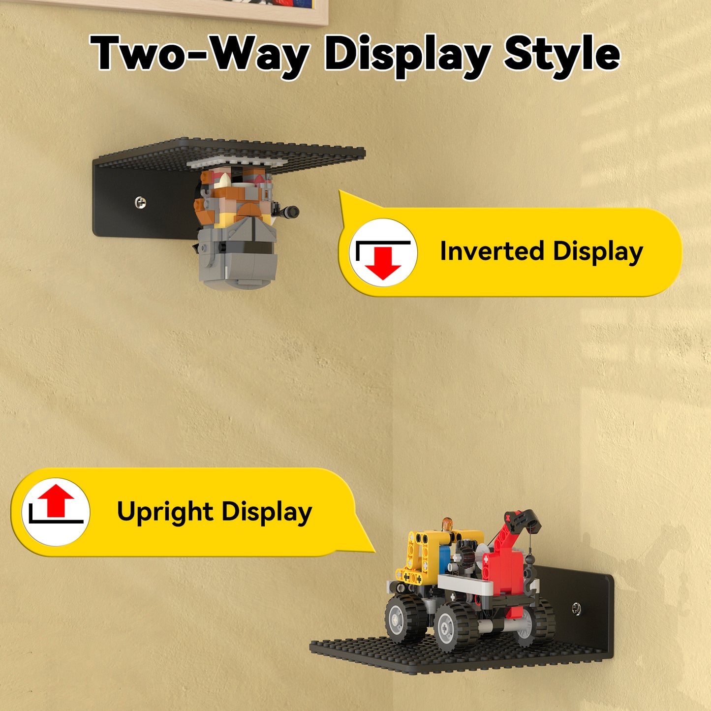 Dual-Sided Display Deck S Floating Shelf for Brick Builds