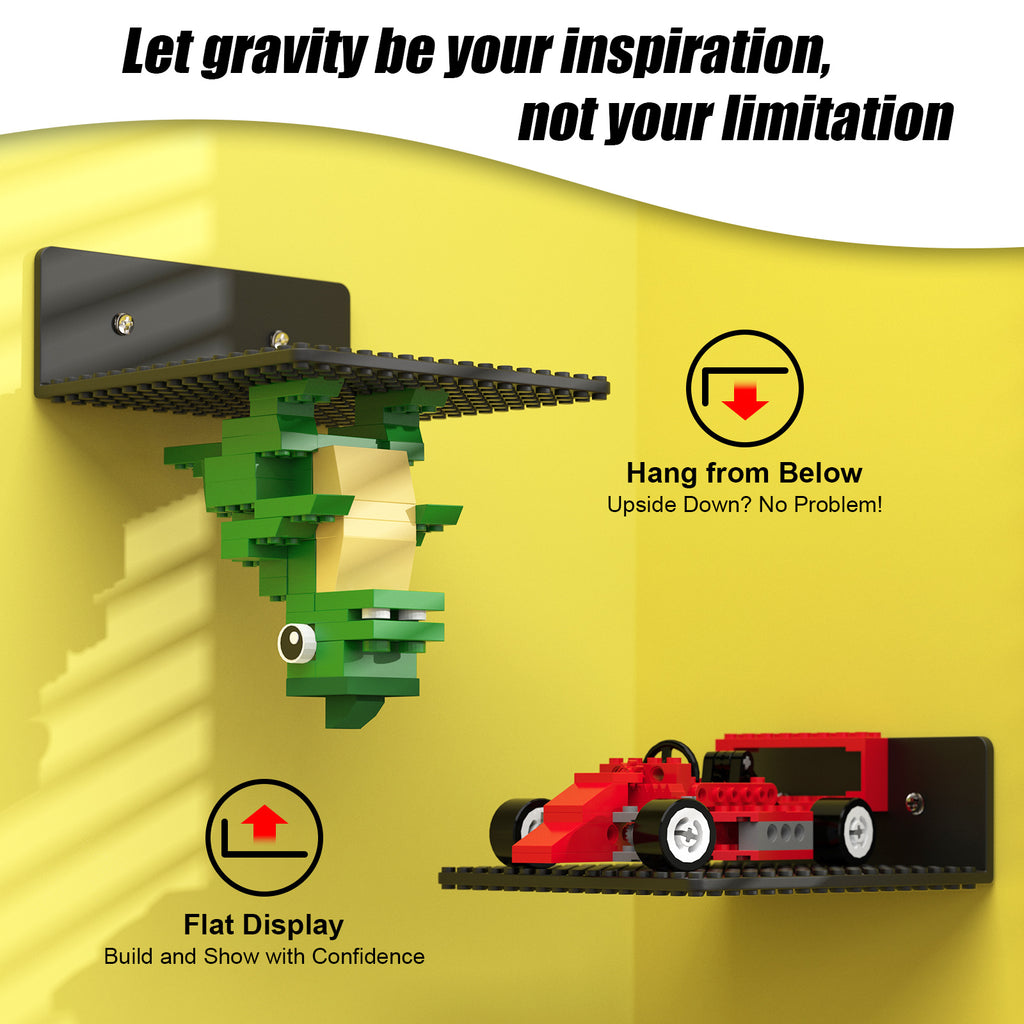 BlissBox Floating Shelves for Wall Compatible with Lego Building Bricks, Black