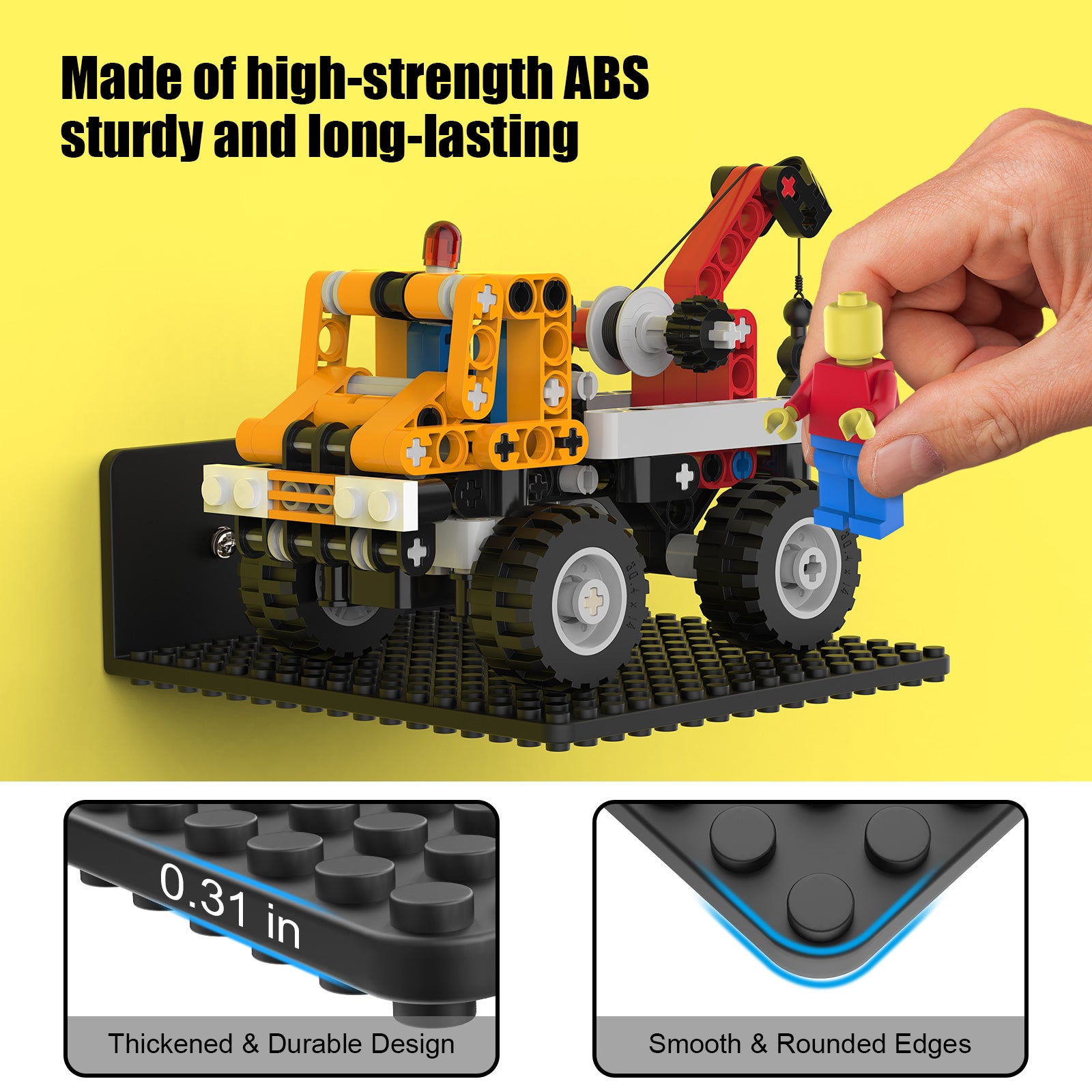 BlissBox Floating Shelves for Wall Compatible with Lego Building Bricks, Black