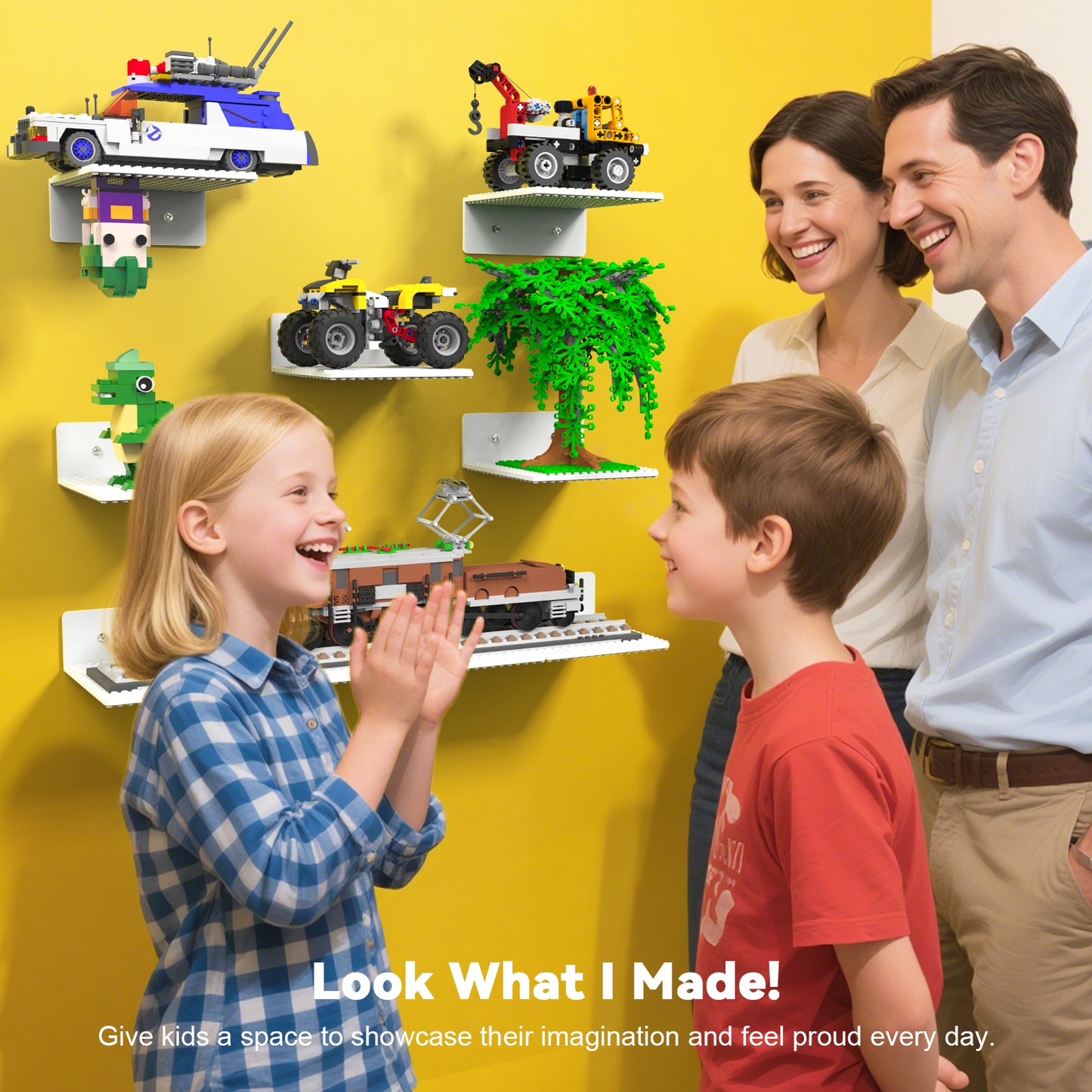 Dual-Sided LEGO Display Shelf with Stud Baseplate