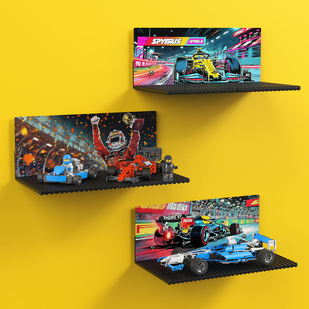 BlissBox Floating Shelves for Wall Compatible with Lego Building Bricks, Theme Series