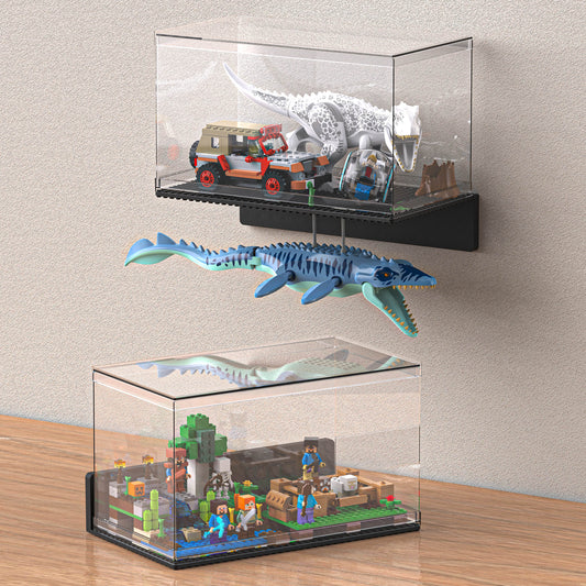 Minifigure Display Case for LEGO Bricks Wall & Desktop Black 2pack