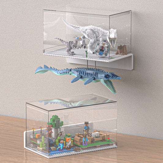 Minifigure Display Case for LEGO Bricks Wall & Desktop White 2pack