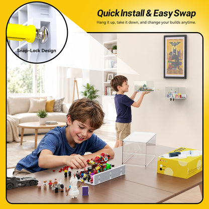 Minifigure Display Case for LEGO Bricks Wall & Desktop White 2pack