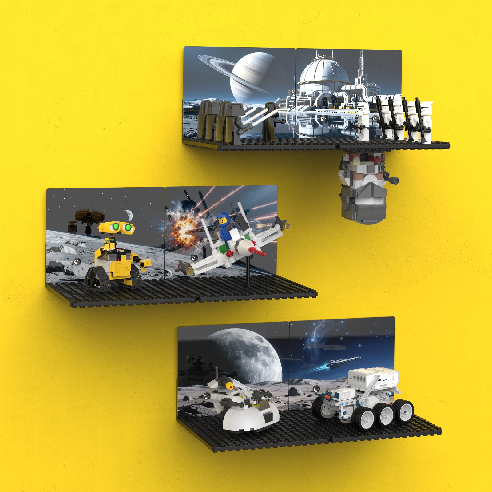 BlissBox Floating Shelves for Wall Compatible with Lego Building Bricks, Theme Series