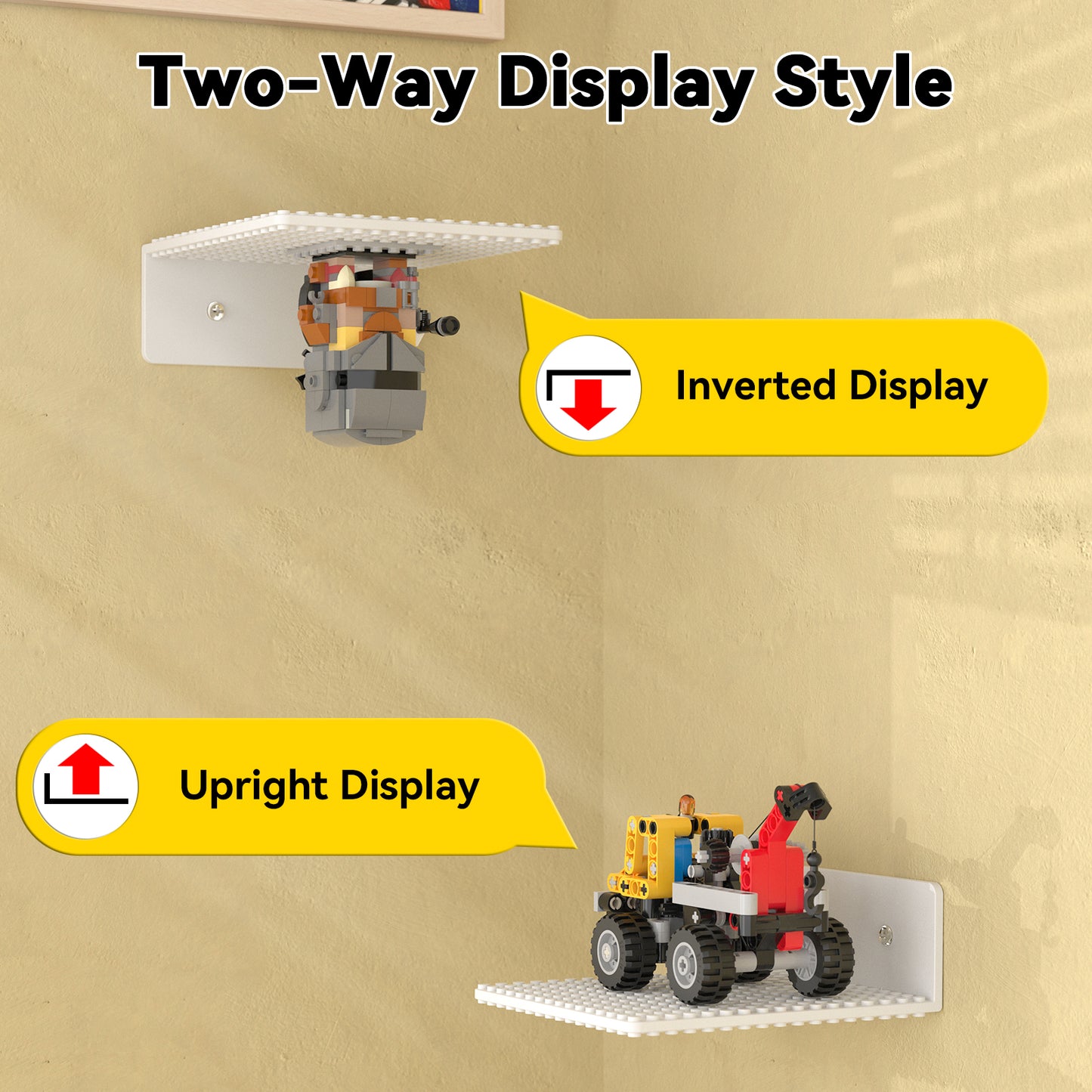 Dual-Sided LEGO Display Shelf with Stud Baseplate