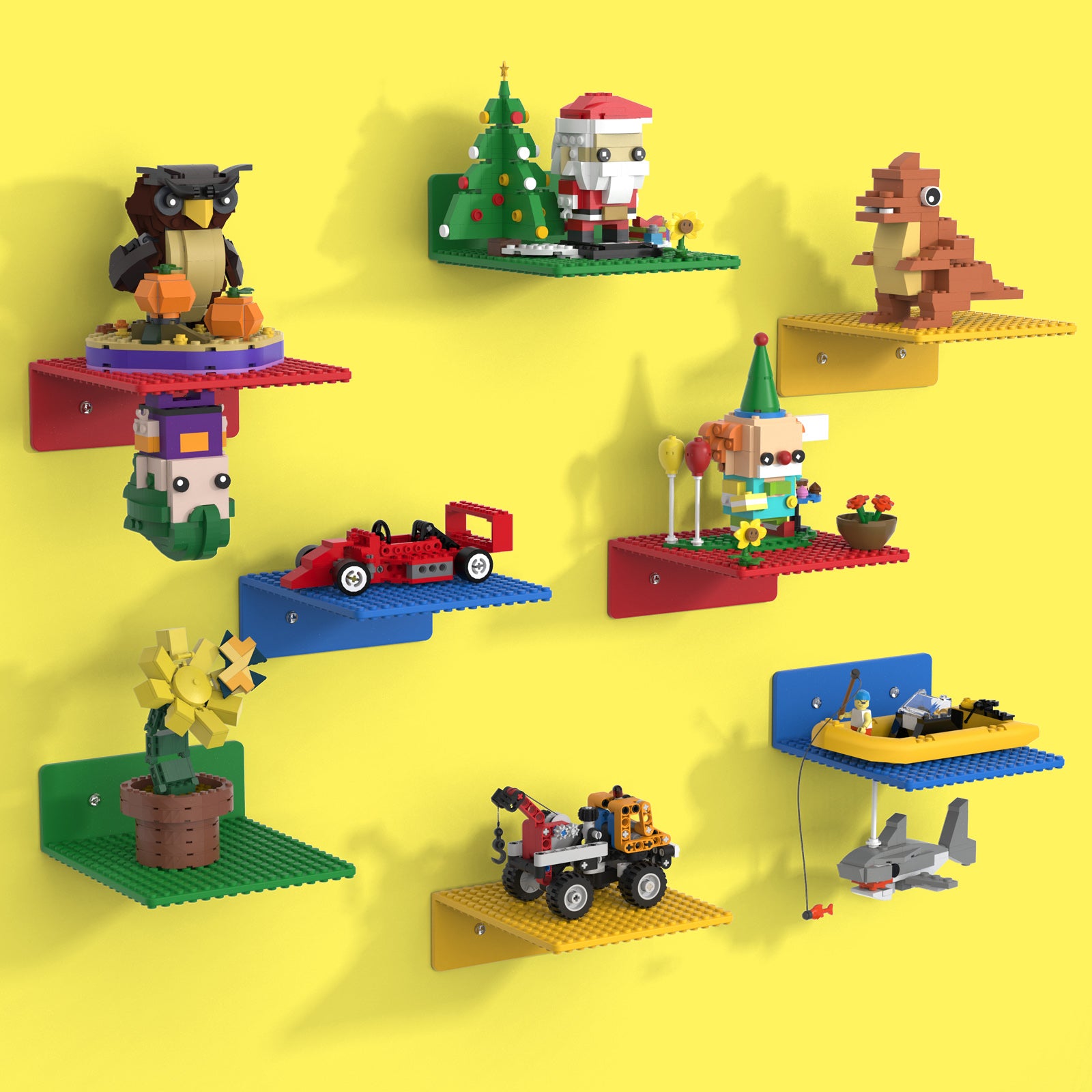 BlissBox Floating Shelves for Wall Compatible with Lego Building Bricks, Multicolor