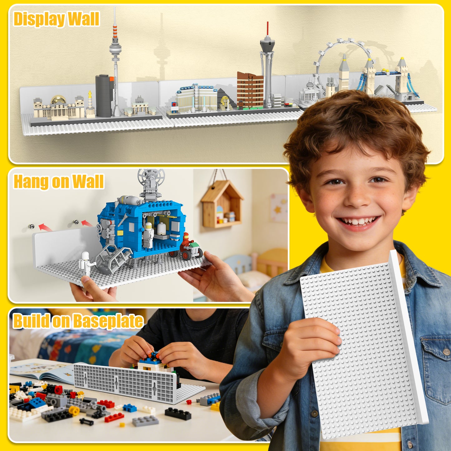 Medium Floating Shelf with LEGO Stud Baseplate