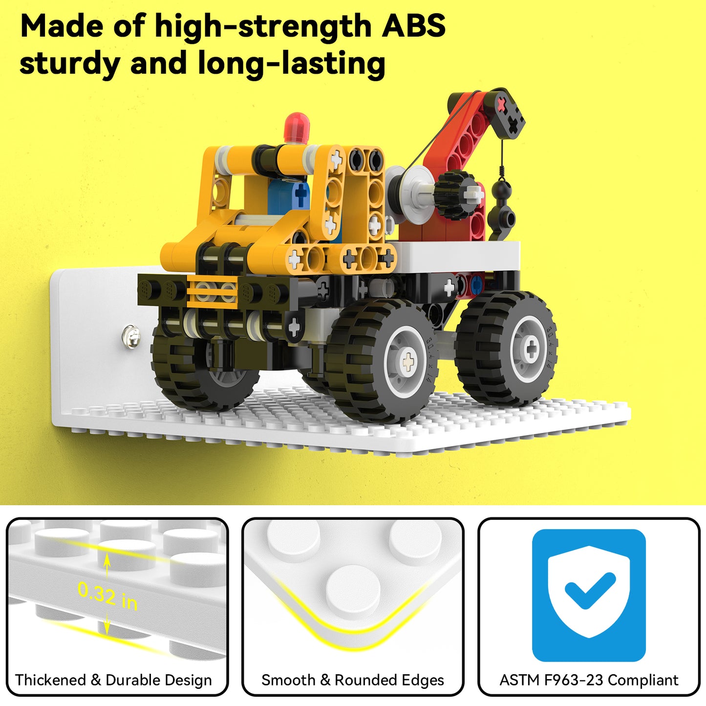 Dual-Sided LEGO Display Shelf with Stud Baseplate