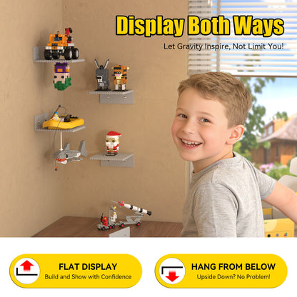 Dual-Sided Floating LEGO Display Shelf – Slate