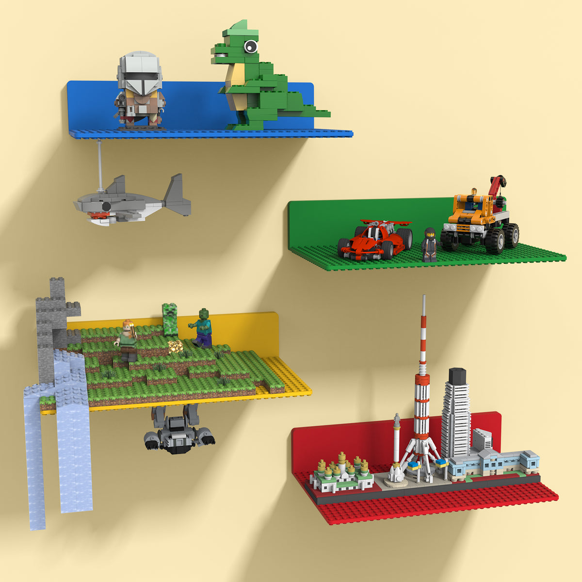 Floating Shelves for Wall Compatible with Lego Bricks,4Color
