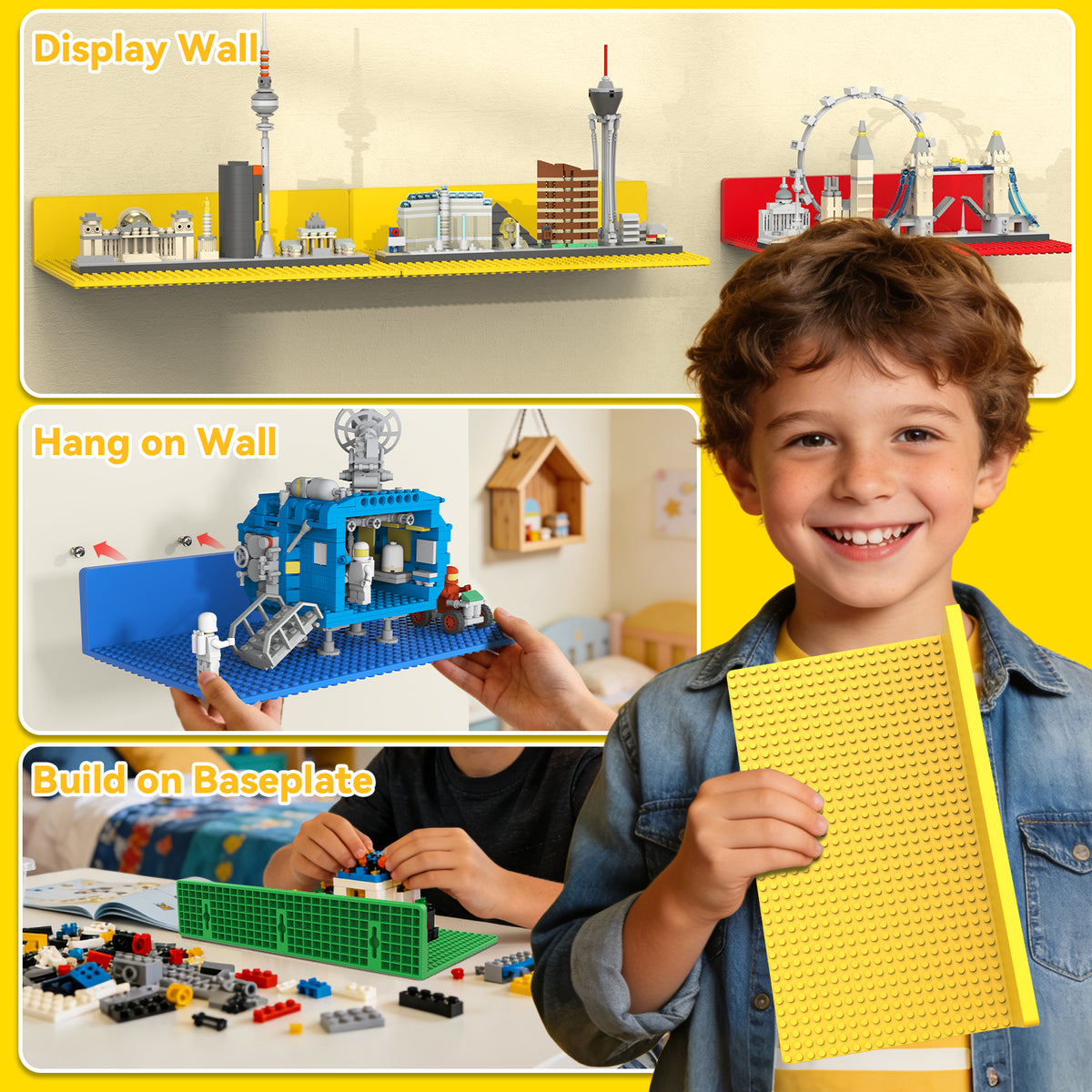 Floating Shelves for Wall Compatible with Lego Bricks,4Color