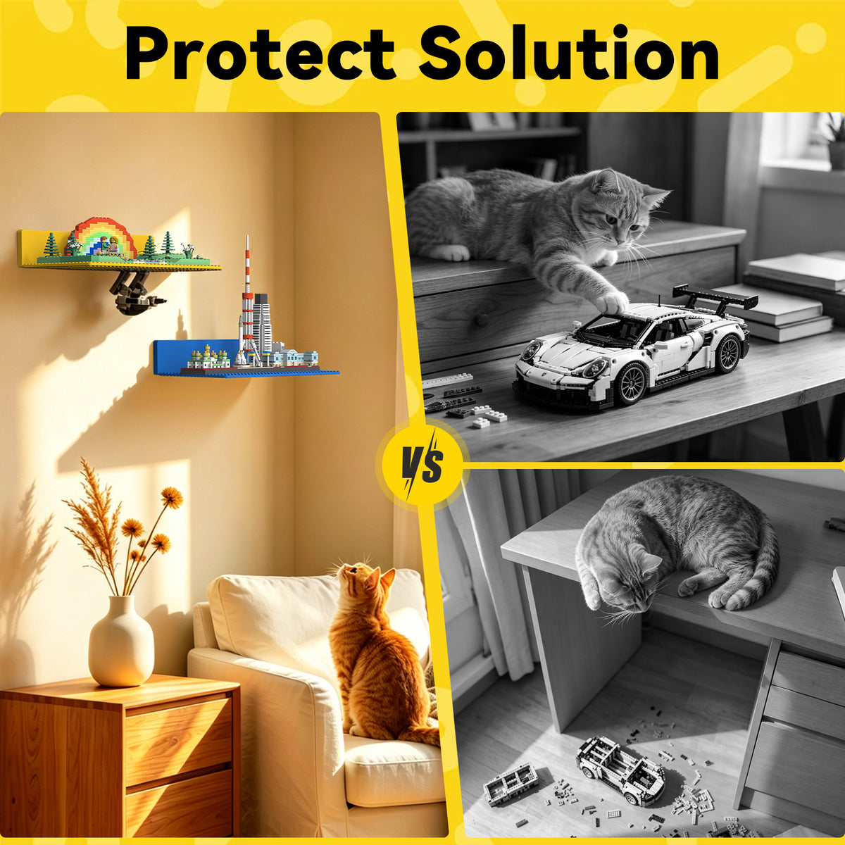 Floating Shelves for Wall Compatible with Lego Bricks,4Color