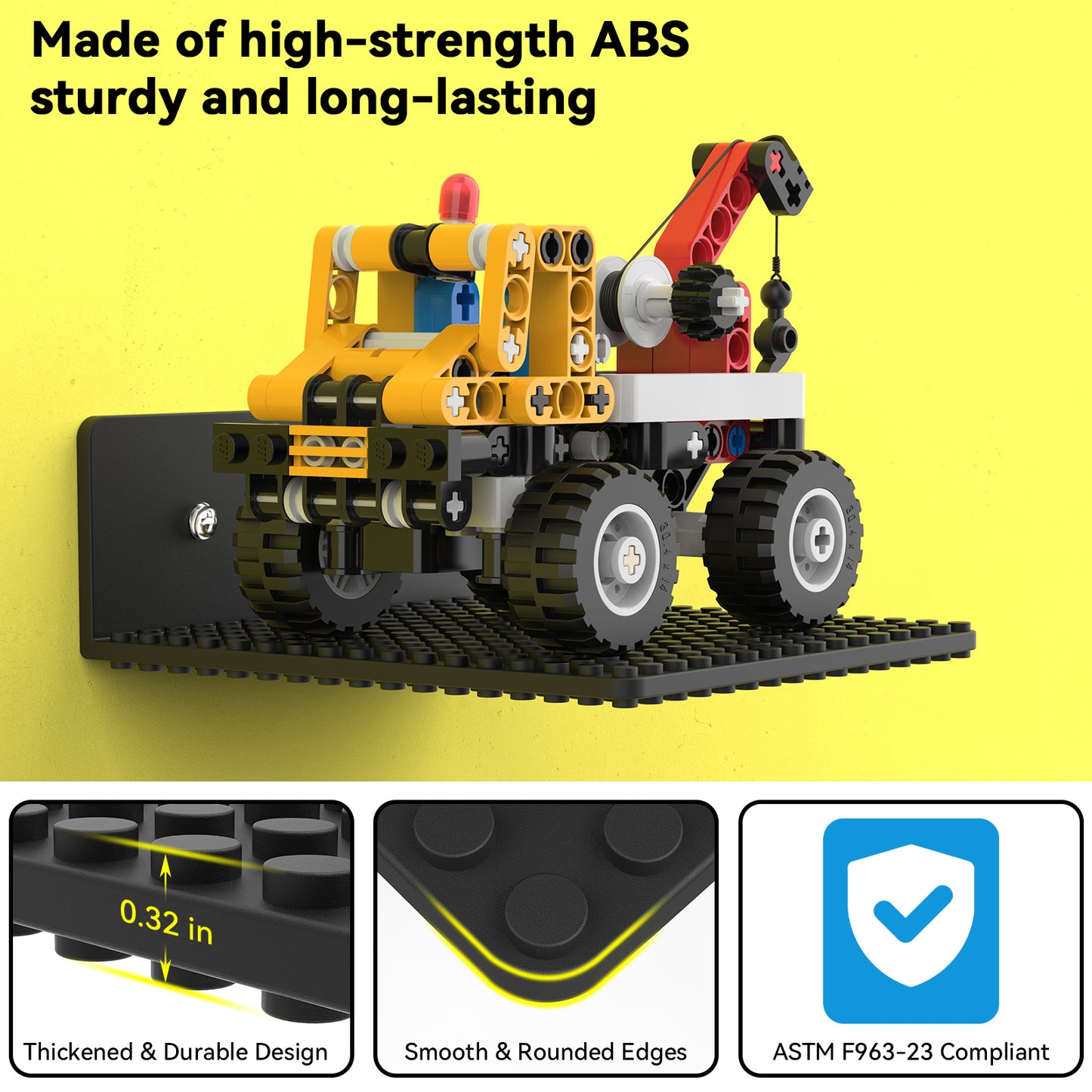 Dual-Sided Display Deck S Floating Shelf for Brick Builds