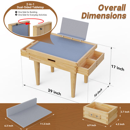 Convertible Wooden Kids Play Desk & Block Table