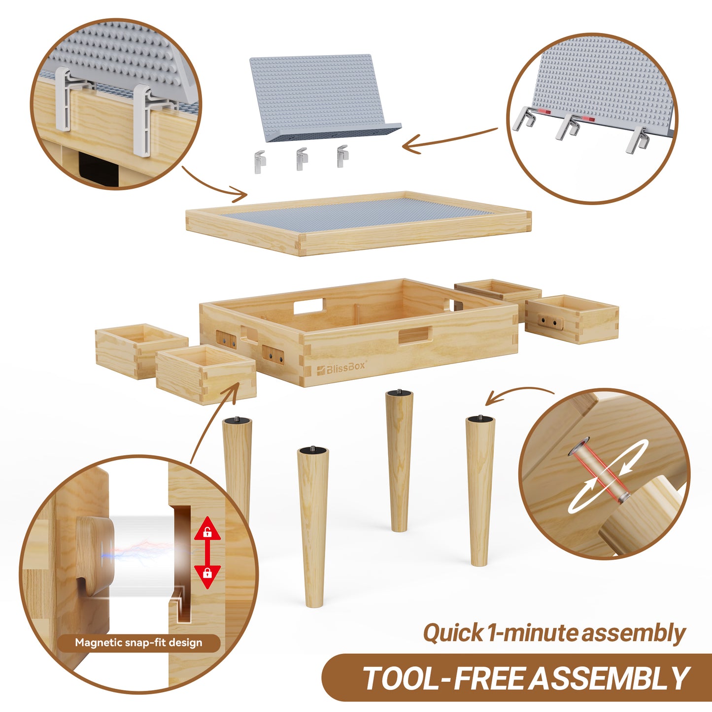 Convertible Wooden Kids Play Desk & Block Table