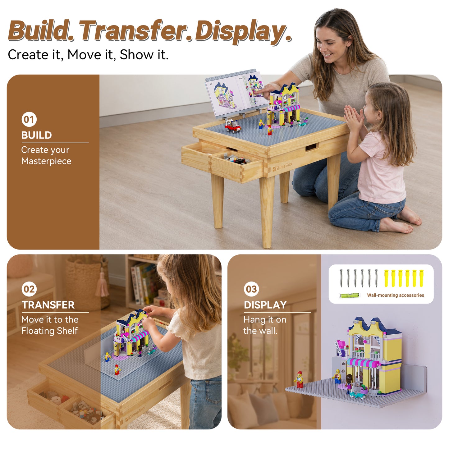 Convertible Wooden Kids Play Desk & Block Table